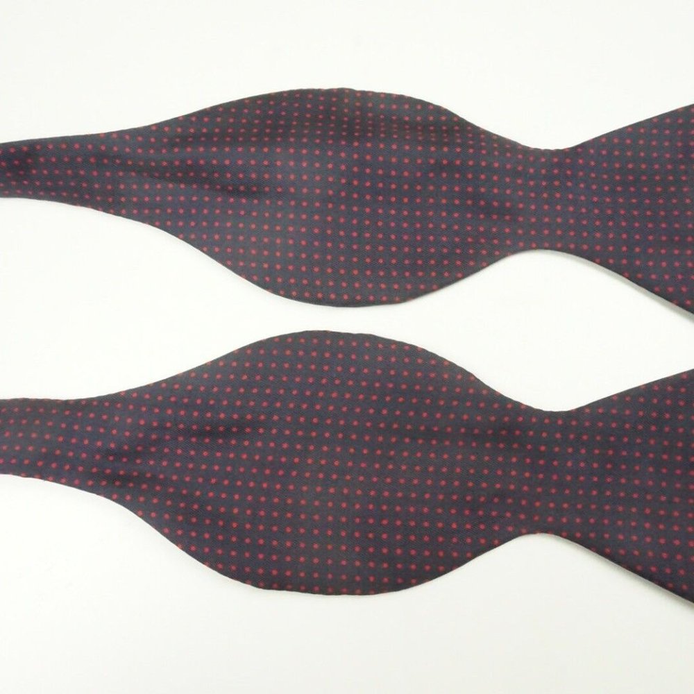Brooks Brothers Navy Blue Cherry Red Polkadot Silk Bow Tie One Size England